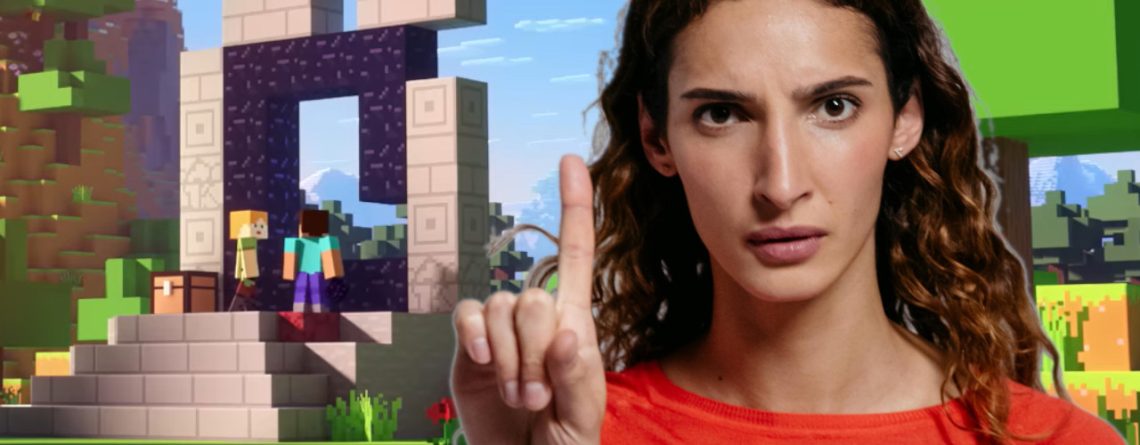 Frau sagt nein zu Minecraft Collage Symbolbild